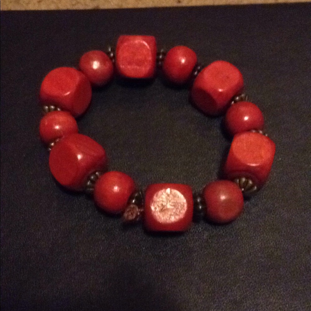 Red circle and square bracelet